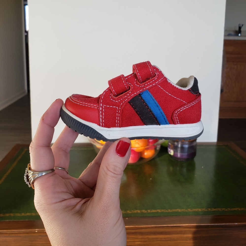 NWOT blue on red Velcro tennis shoes - Picture 9 of 16